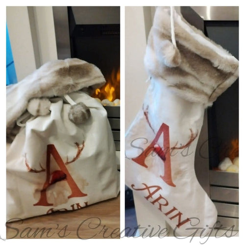 Christmas stocking and sack set