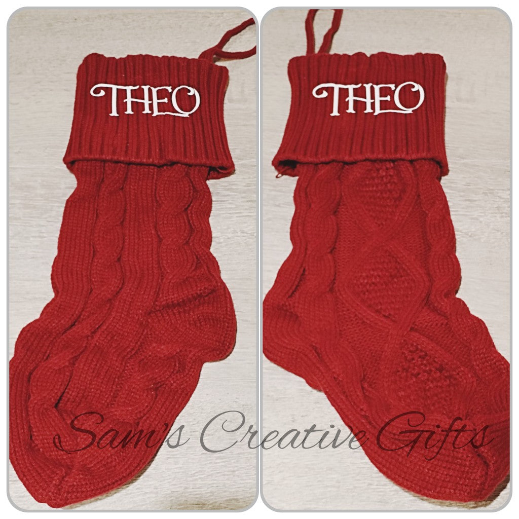 Personalised knitted Christmas stocking