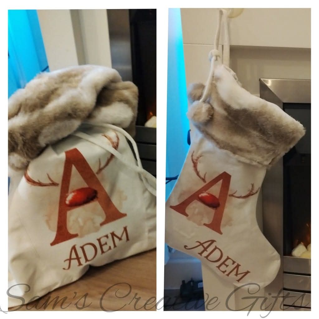 Christmas stocking and sack set