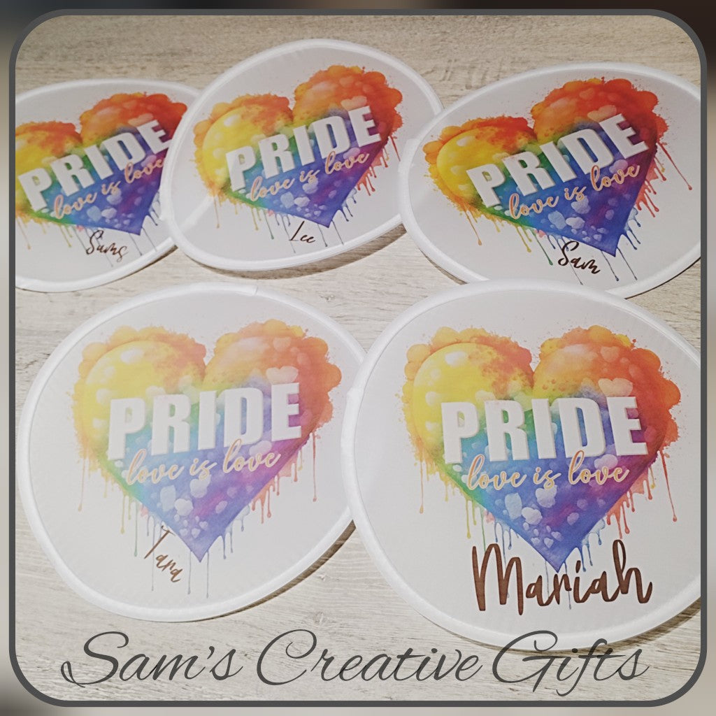 Foldable Pride design fan with small pocket bag
